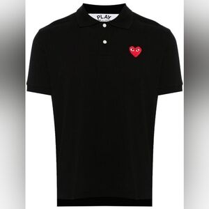 NWT Comme des Garcons Play heart patch pique polo shirt, XXL, black